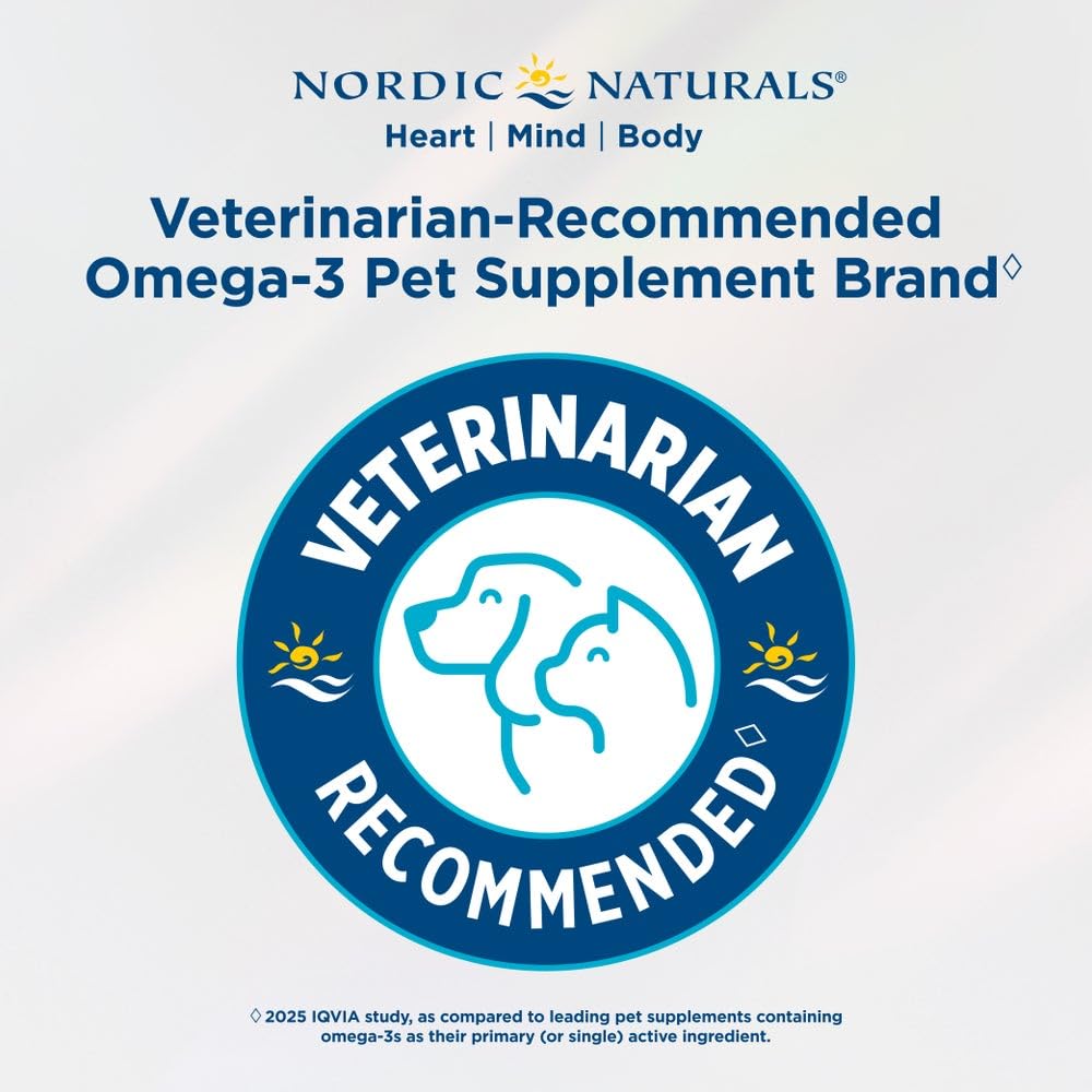 Uso diario de Nordic Naturals Omega-3 Pet para bienestar de mascotas