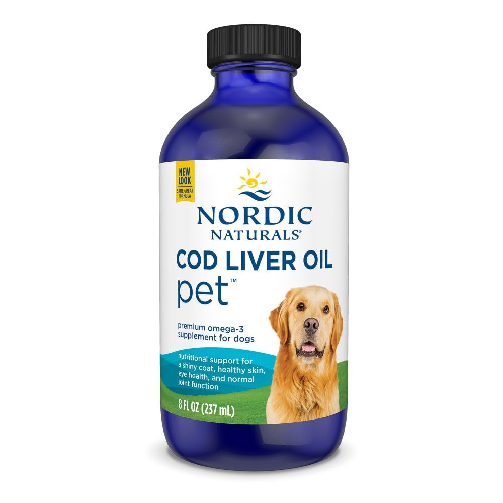 Nordic Naturals Pet Cod Liver Oil bottle for easy dosing and omega-3 support