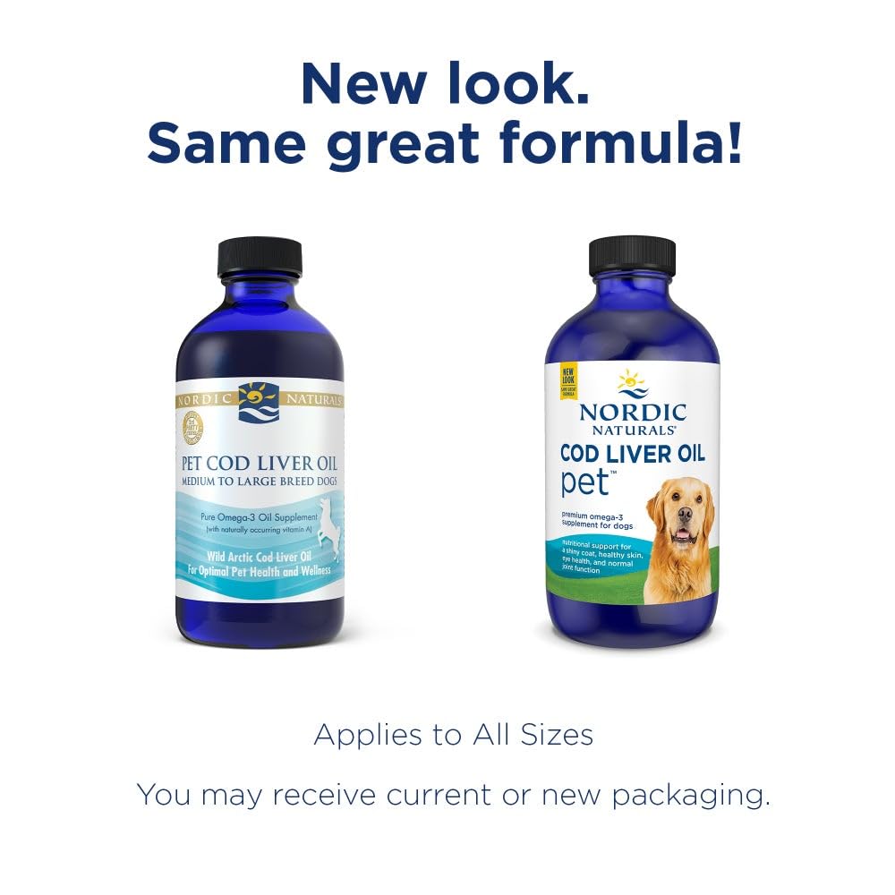Nordic Naturals Pet Cod Liver Oil added to dog meal to illustrate easy mixing