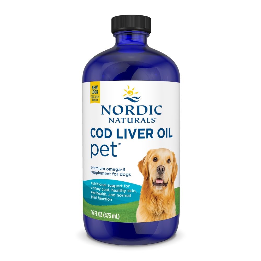 Nordic Naturals Pet Cod Liver Oil unflavored bottle 16oz for dogs supports coat health