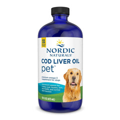 Nordic Naturals Pet Cod Liver Oil unflavored bottle 16oz for dogs supports coat health