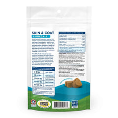 Nordic Naturals Pet Skin & Coat Soft Chews bottle shows omega-3-rich formula for healthy skin.