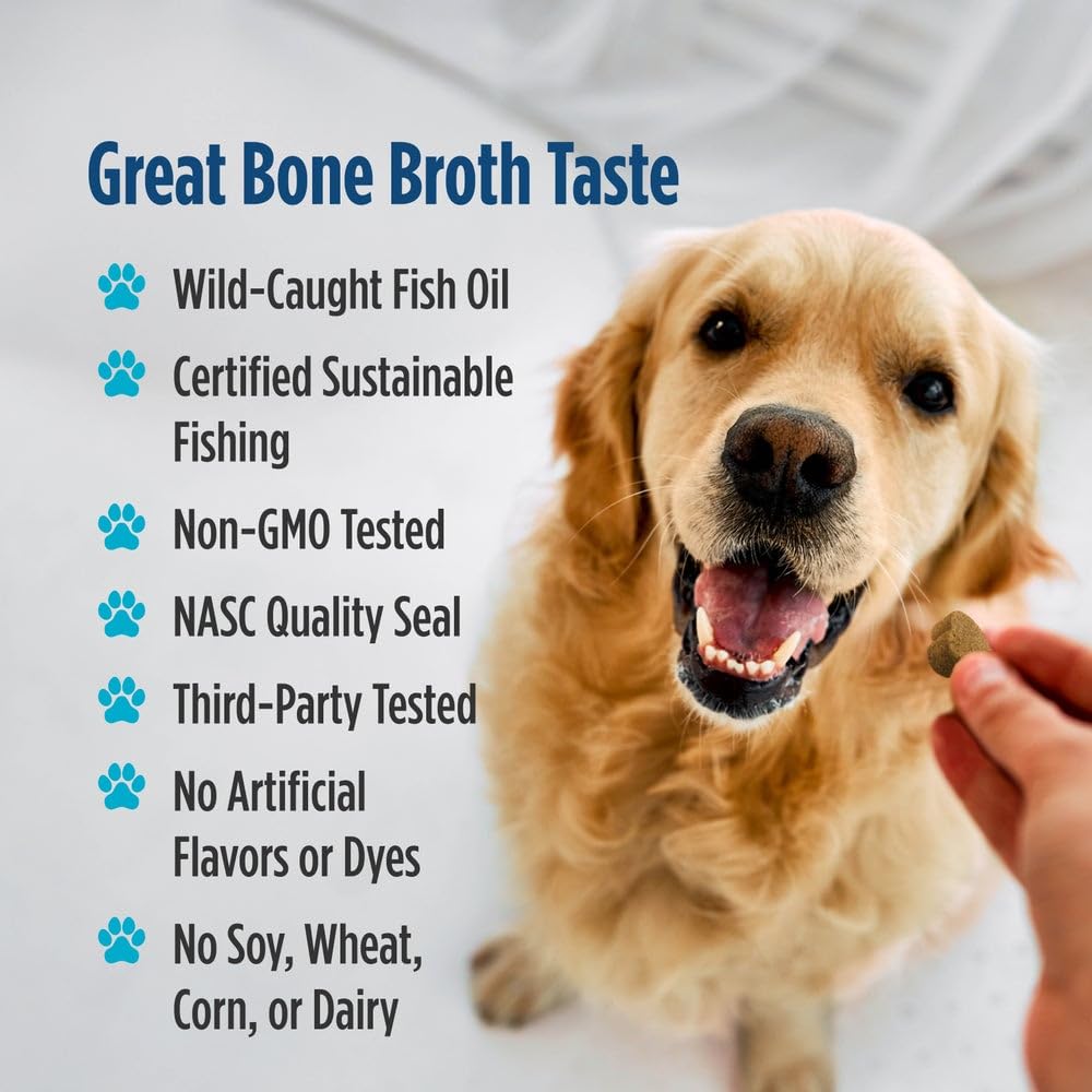 Nordic Naturals Pet Skin & Coat Soft Chews ingredients highlight fish oil and vitamins.