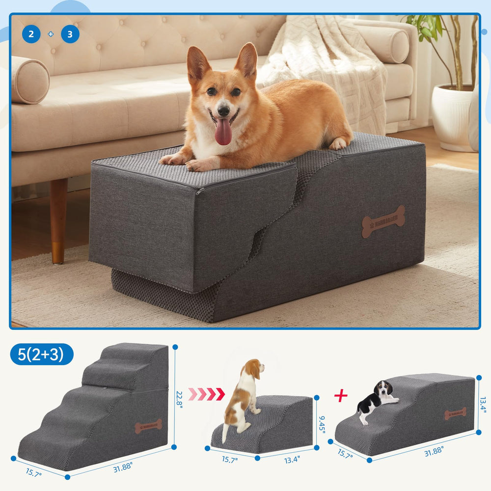 Nordjager 5-Step Spliceable Pet Stairs cover removed shows washable, detachable cover