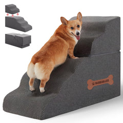 Nordjager 5-Step Spliceable Pet Stairs fully assembled in grey offer easy access for small pets