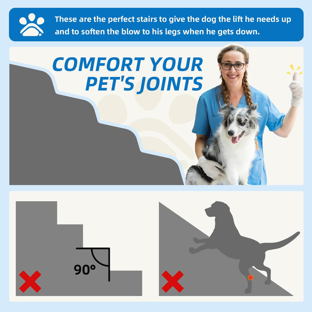 Nordjager 5-Step Spliceable Pet Stairs side pocket highlights convenient storage for treats