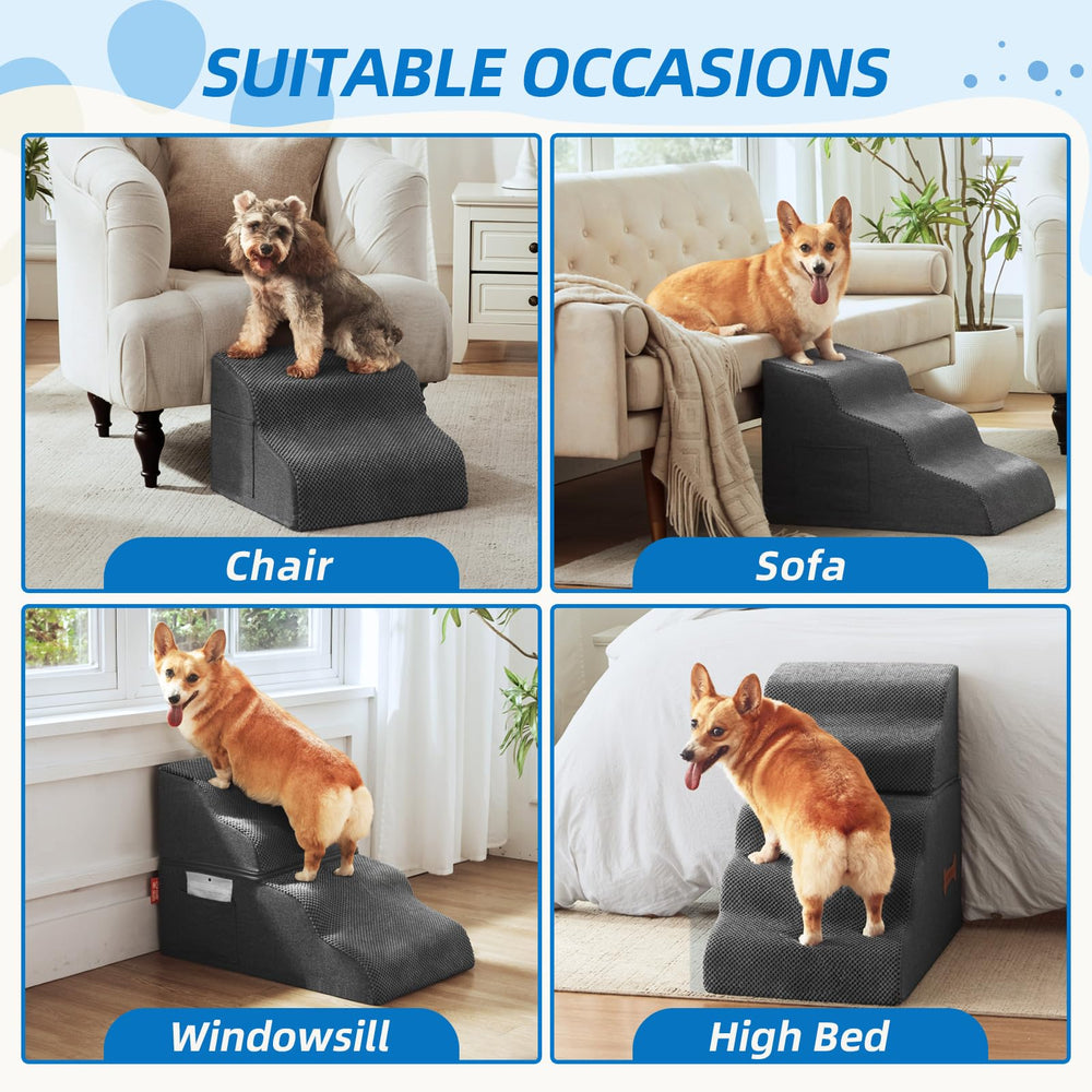 Nordjager Dog Stairs 3-Step washable cover for easy cleaning.
