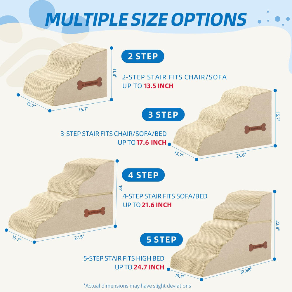 Nordjager Dog Stairs beige memory foam core supports pets during climbs.