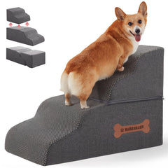 Nordjager dog stairs front view shows four steps for easy bed access