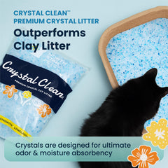 North Star Pets Crystal Clean in a litter box illustrating low tracking and cleaner floors.