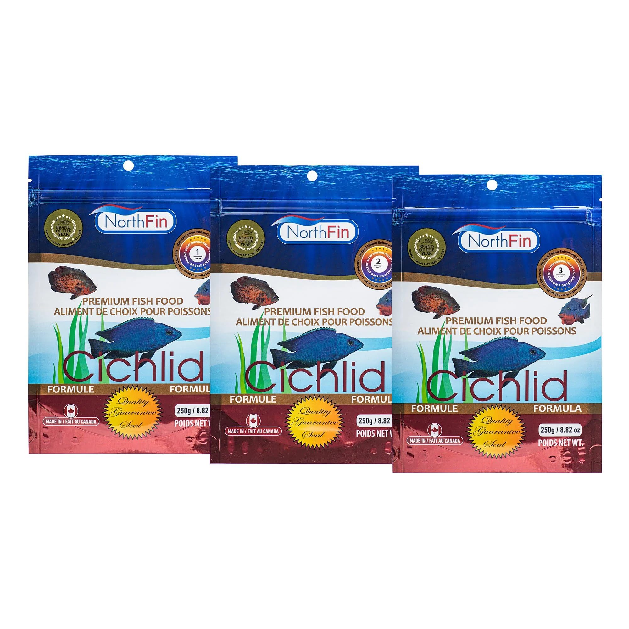 NorthFin Antarctic Krill and Spirulina enriched formula illustration conveys natural pigments.