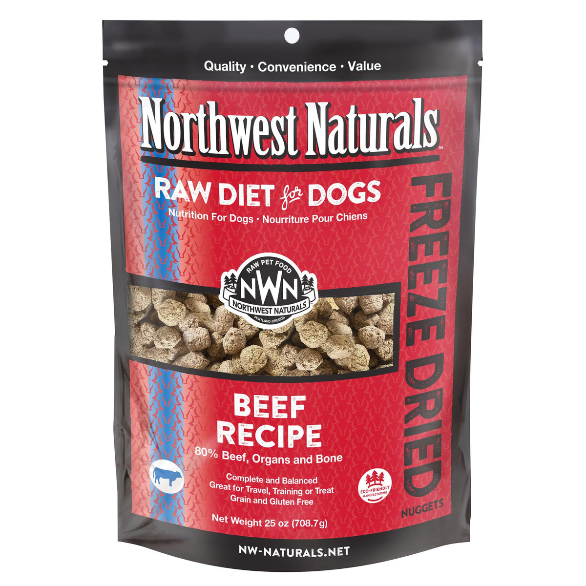 Northwest Naturals bite-sized nuggets in a bowl for easy mealtime feeding