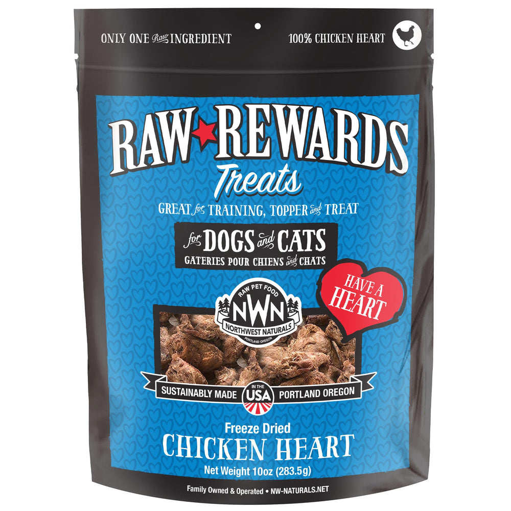 Northwest Naturals Raw Rewards chicken heart treats bag ideal for convenient feeding