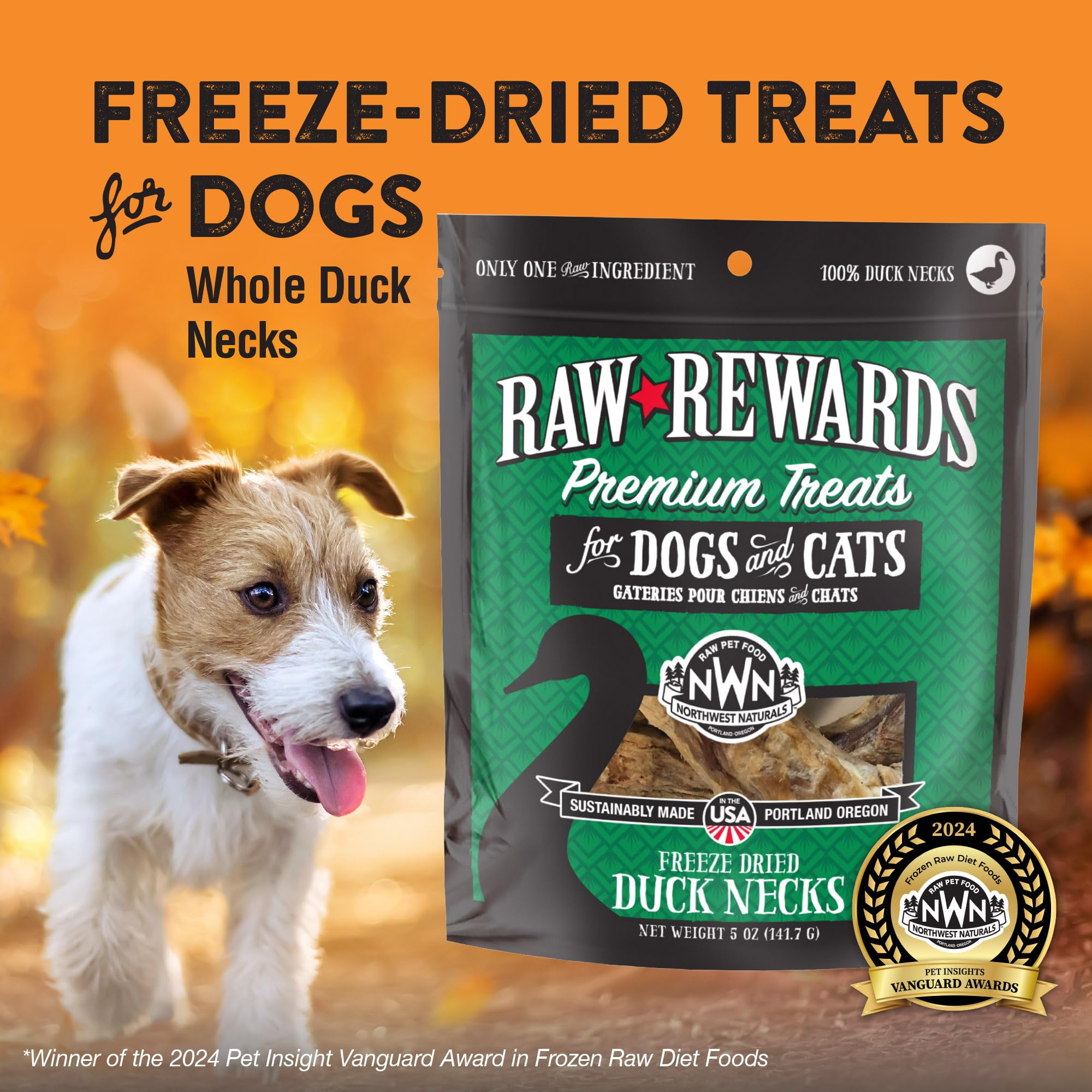 Northwest Naturals Raw Rewards duck neck crunchy texture, ideal bite-sized rewards for pets.