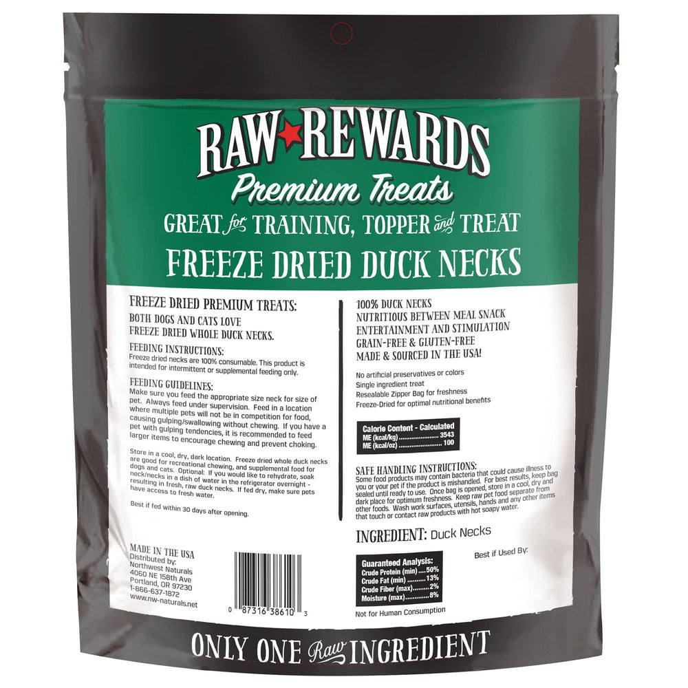 Northwest Naturals Raw Rewards duck neck grain-free option for pets on special diets.