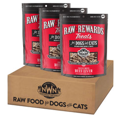 Northwest Naturals Raw Rewards beef liver treats packfront—bite-sized, human-grade dog and cat snack
