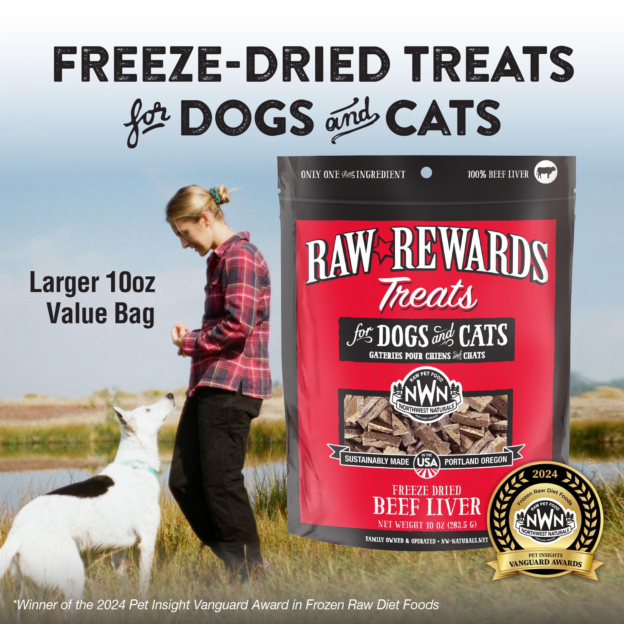 Northwest Naturals Raw Rewards texture closeup—crisp freeze-dried liver nuggets