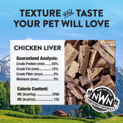 Northwest Naturals Raw Rewards freeze-dried chicken liver treats appealing to dogs and cats