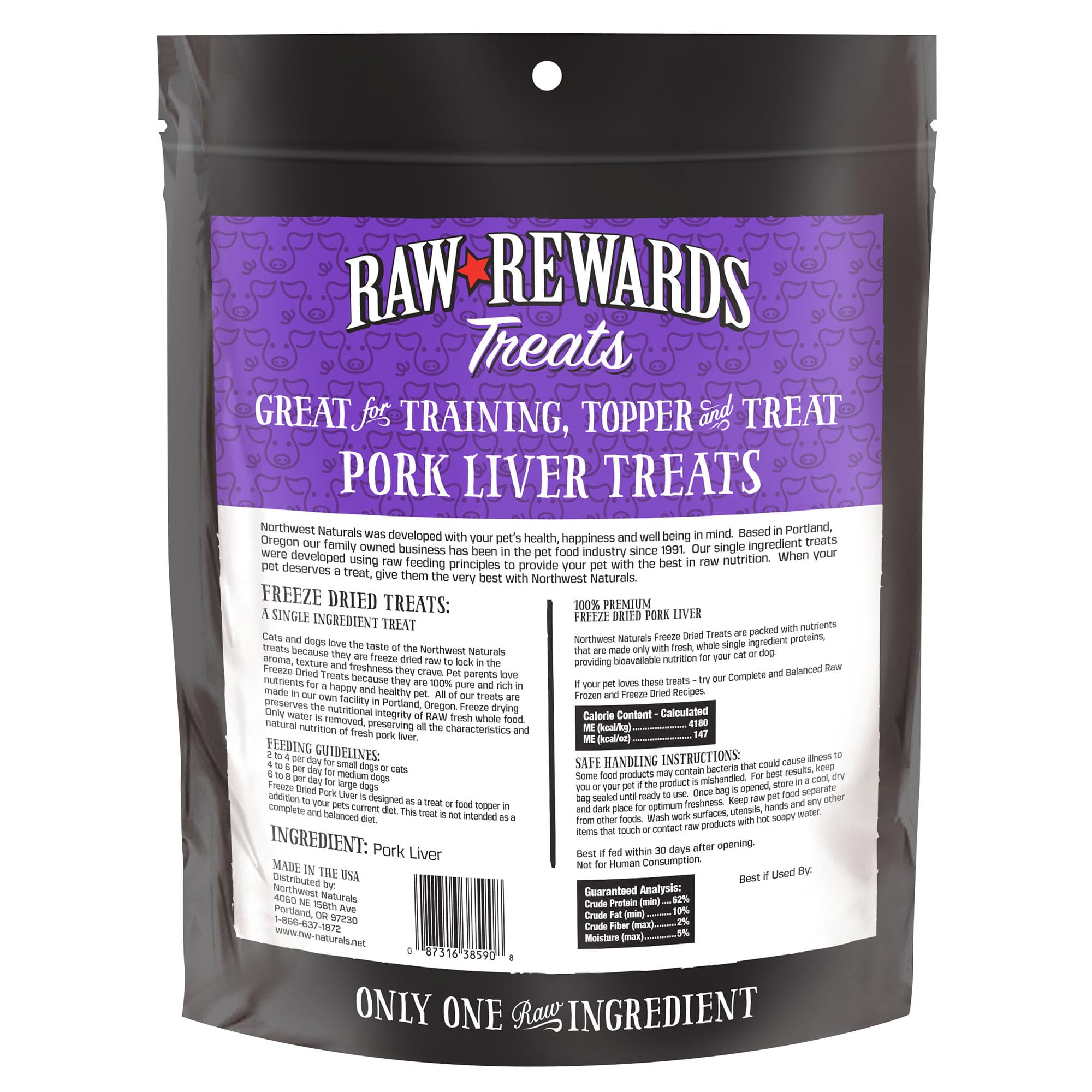 Northwest Naturals 1-ingredient pork liver—simple wholesome snack.