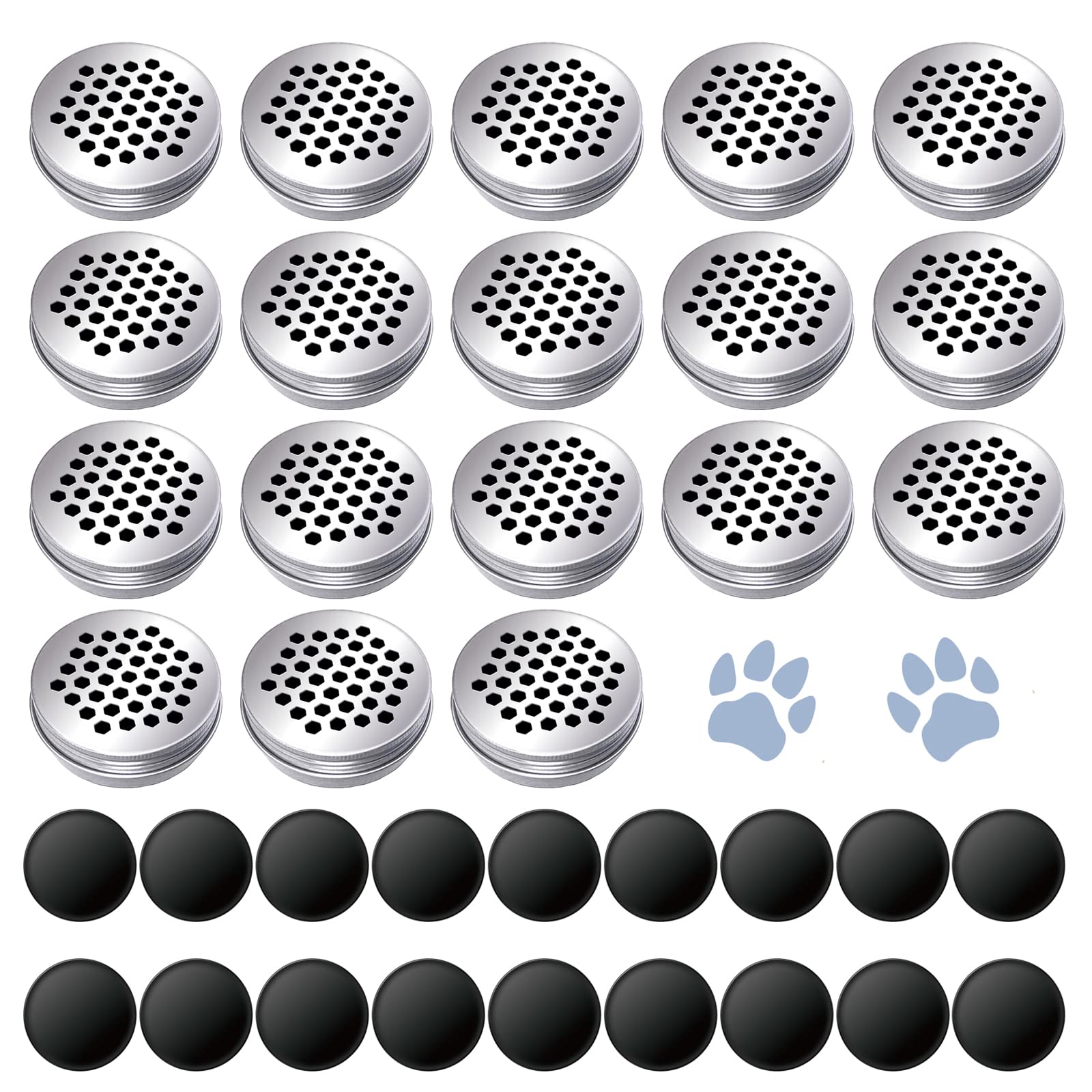 Nose Work for Dogs tin close-up shows hollow design for efficient scent release during training.