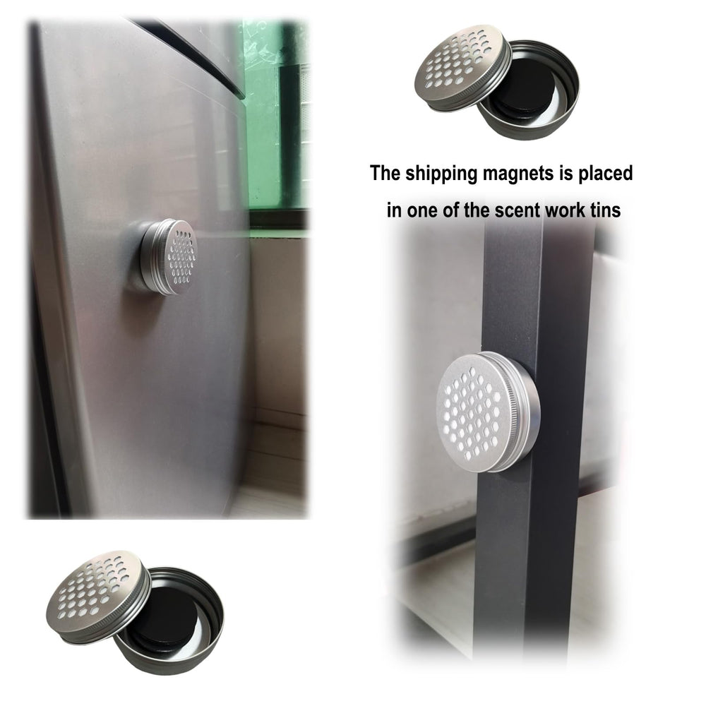 Nose Work for Dogs tin size 68mm diameter supports portable practice.