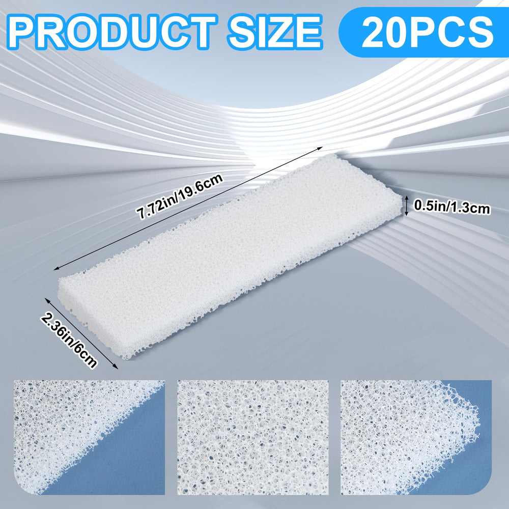 Nosiny filter foam pad closeup shows dense white material optimized for debris capture.