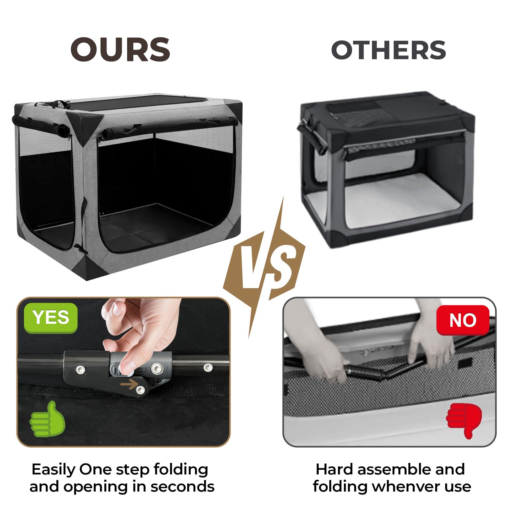 Nottia travel crate shows reinforced corners and breathable mesh for ventilation.