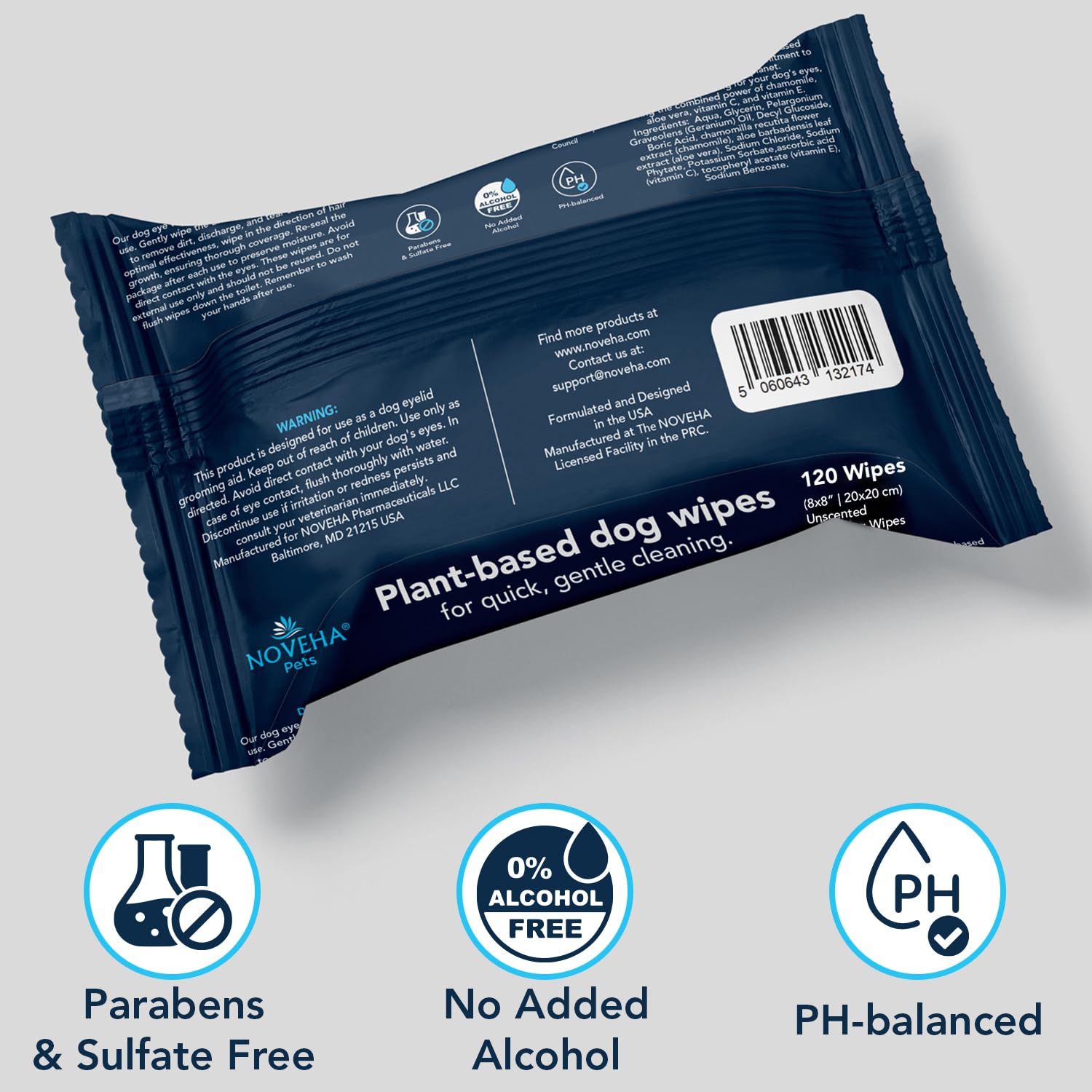 NOVEHA wipes are convenient for on-the-go grooming and quick refreshes.
