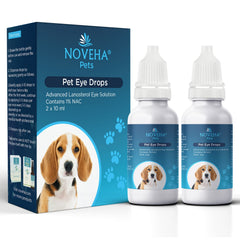 NOVEHA Pet Drops bottle front showing daily eye hydration support.