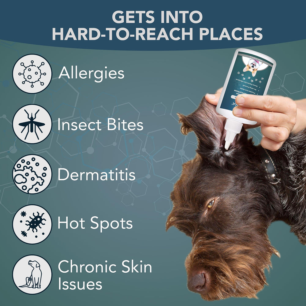 NOVEHA Pet Ear Drops dropper in use to apply soothing solution safely