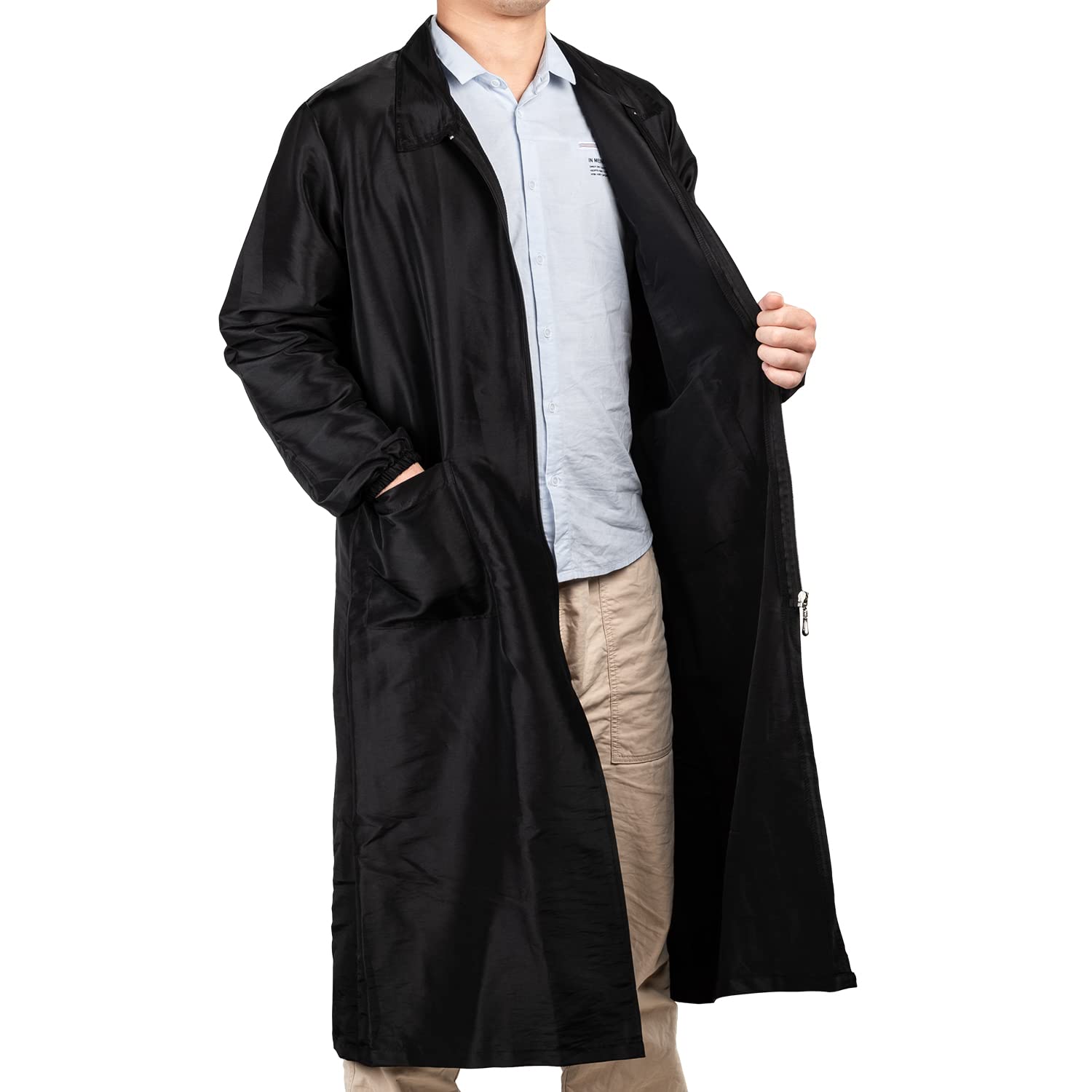 Noverlife grooming jacket zipper cover demonstrates quick wear and removal.