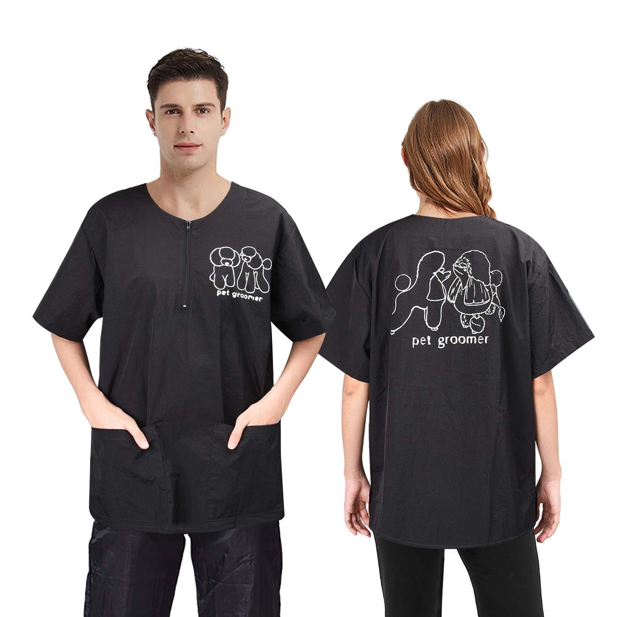 Noverlife grooming smock with pockets keeps tools within reach during pet grooming