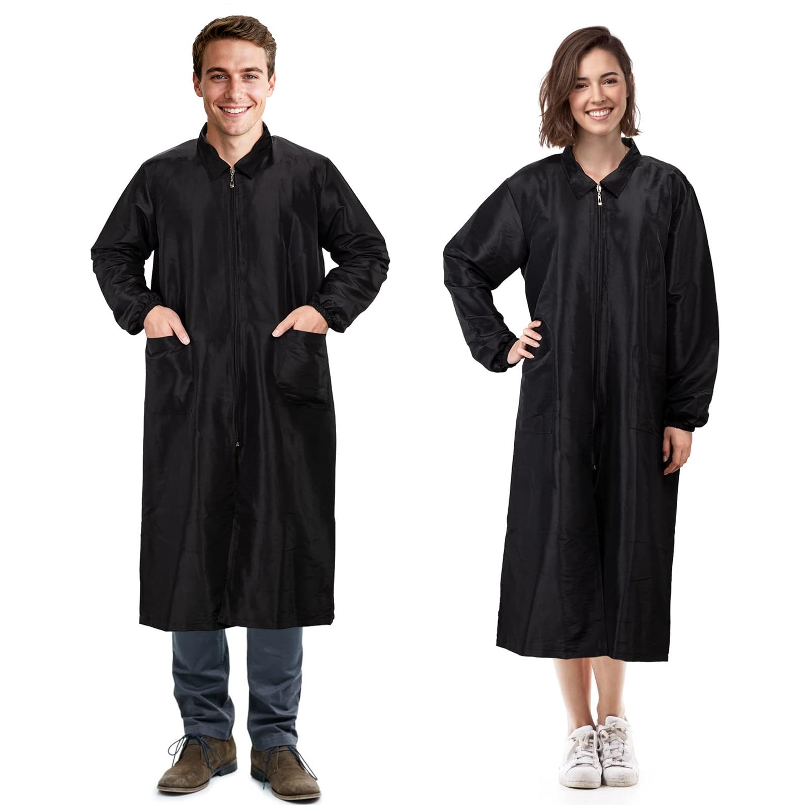 Noverlife grooming workwear front view shows pockets and anti-static fabric.