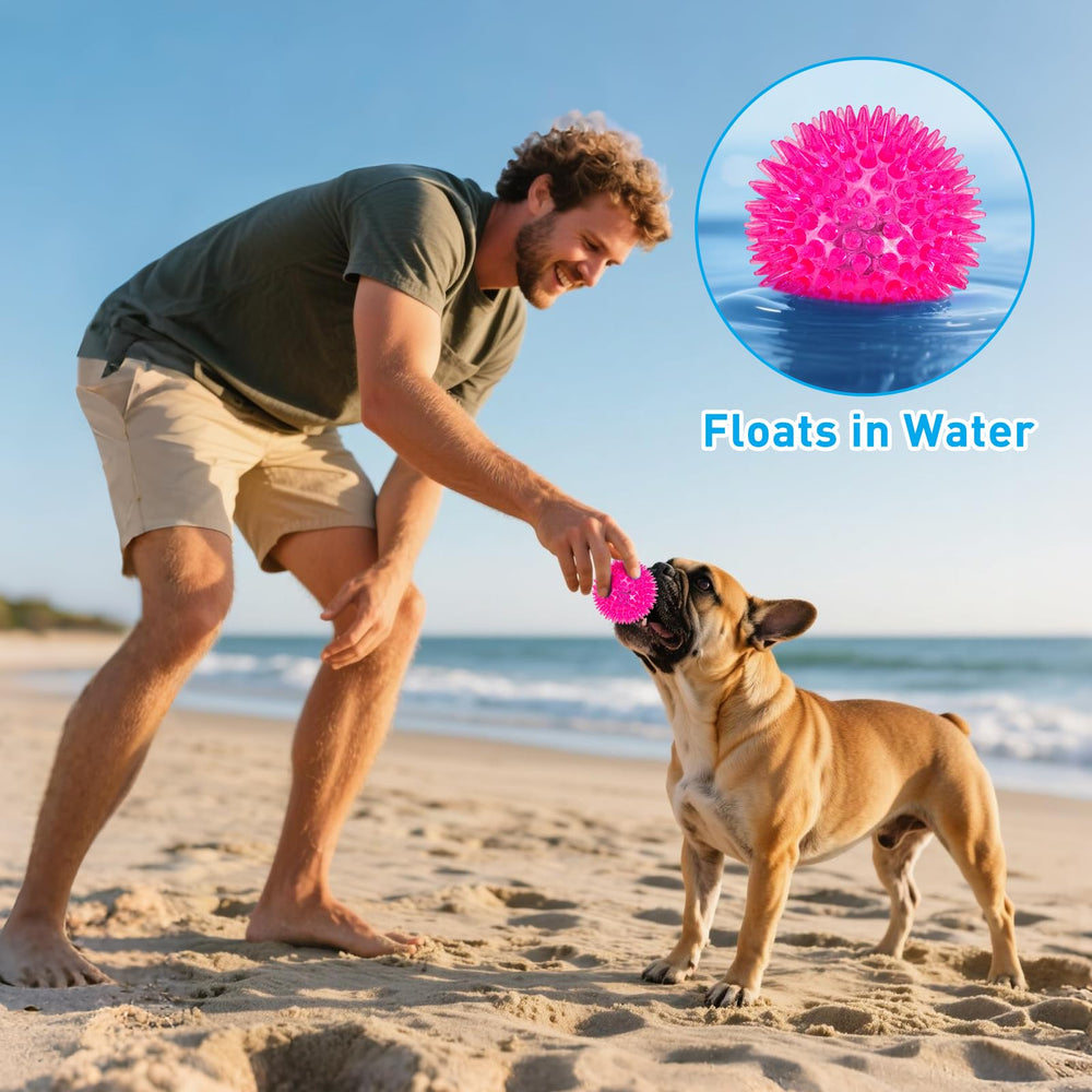 Novkin LED dog ball illuminated on impact highlights easy visibility during nighttime play.