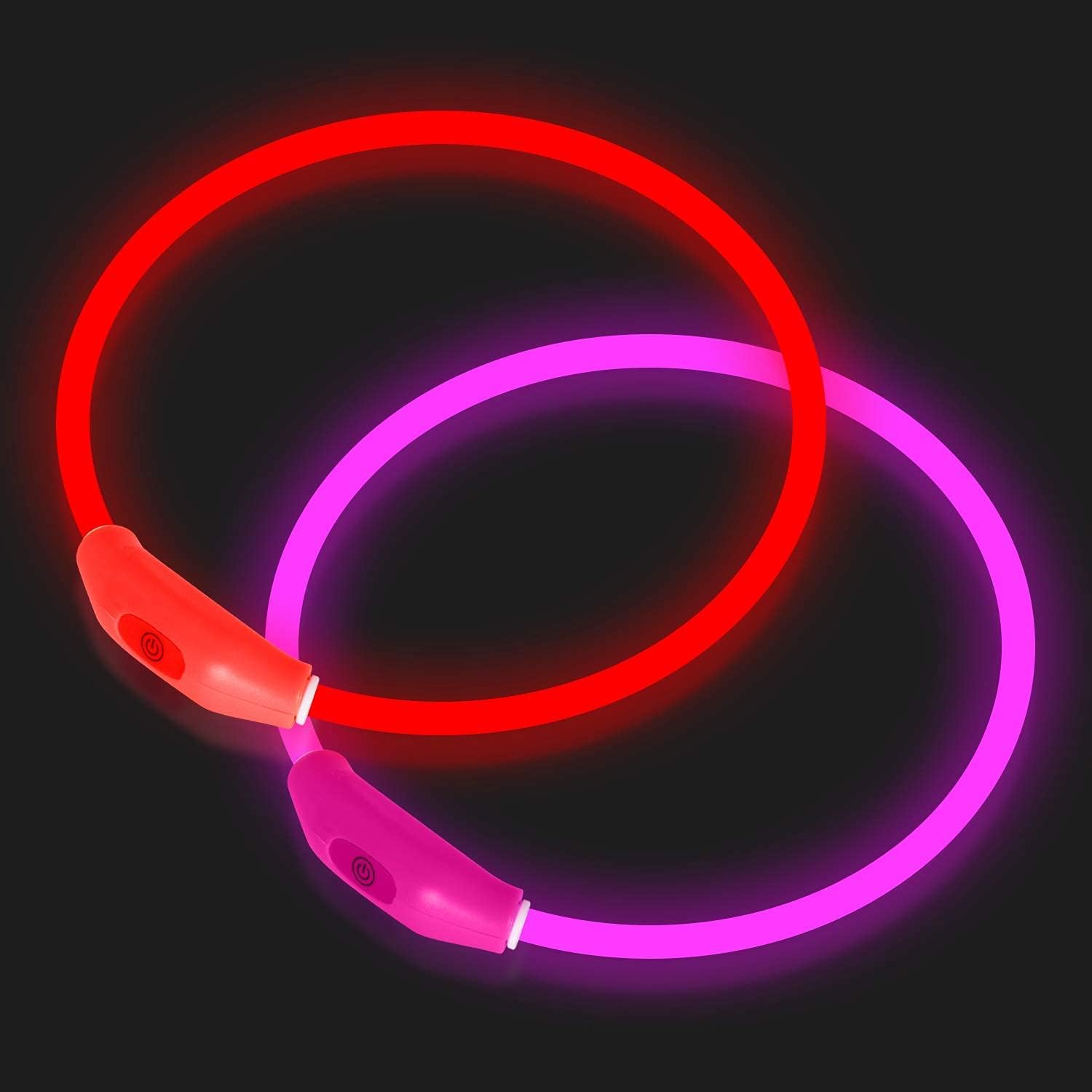 Novkin LED dog collar red for night walks increases visibility in low light