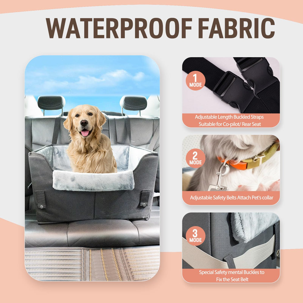NOVOLAB dog car seat featuring adjustable buckle for secure fit