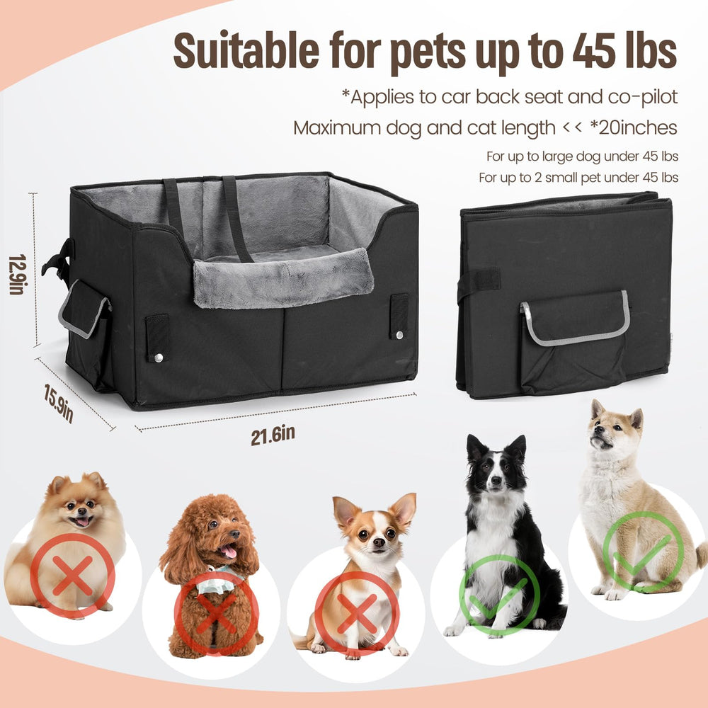 NOVOLAB dog car seat installed in front seat for quick safe setup