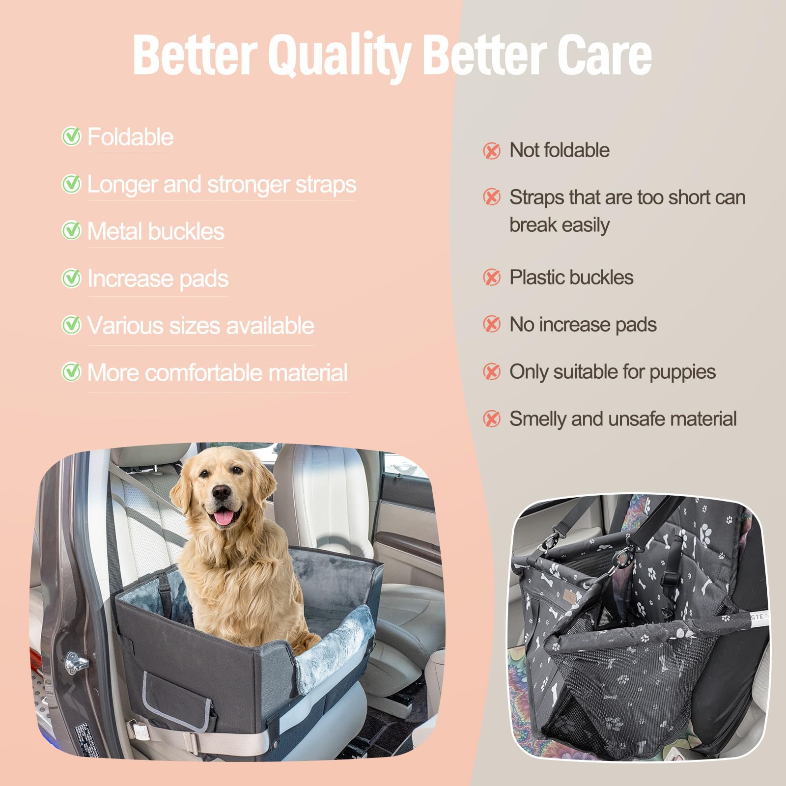 NOVOLAB dog car seat with harness attachment for restraint safety