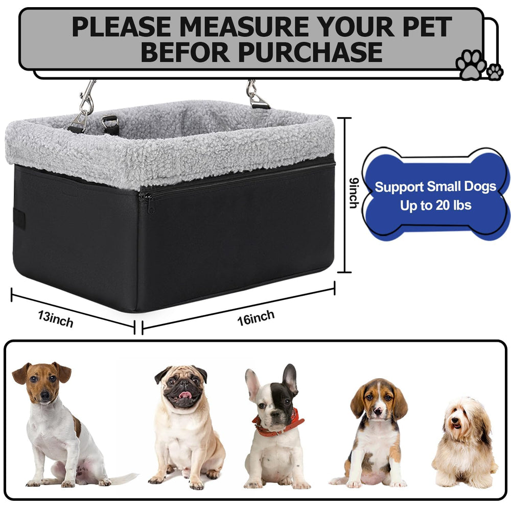 NOVOLAB dog car seat side-clip safety demonstrates secure restraint inside the booster for travel confidence.