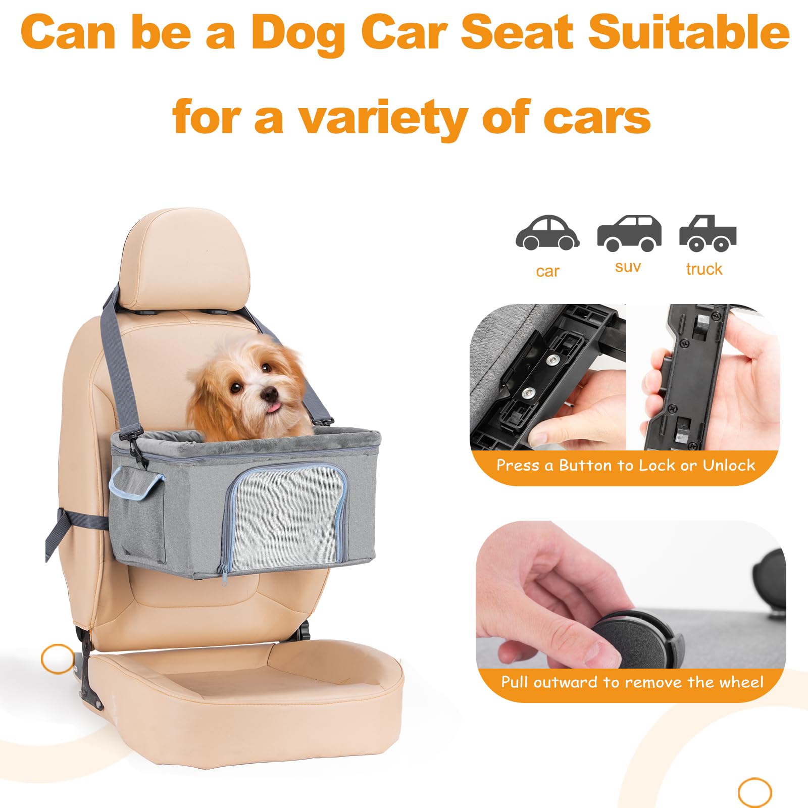 NOVOLAB carrier side pocket holds treats and toys for journeys.