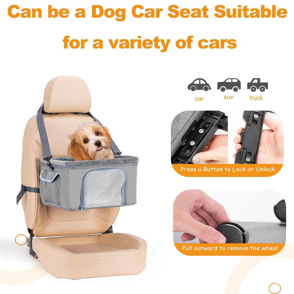 NOVOLAB carrier side pocket holds treats and toys for journeys.