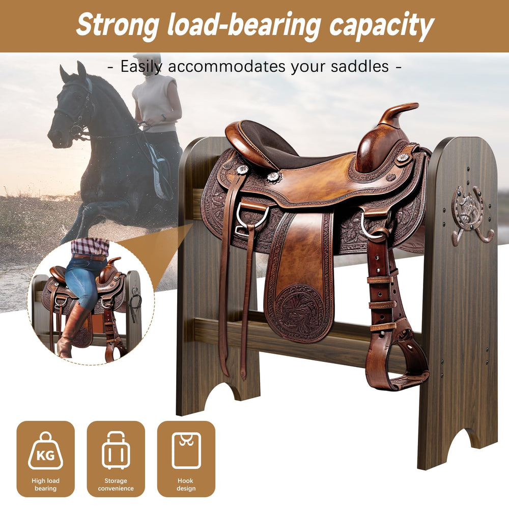 Novona saddle rack side view highlights sturdy build and compact footprint