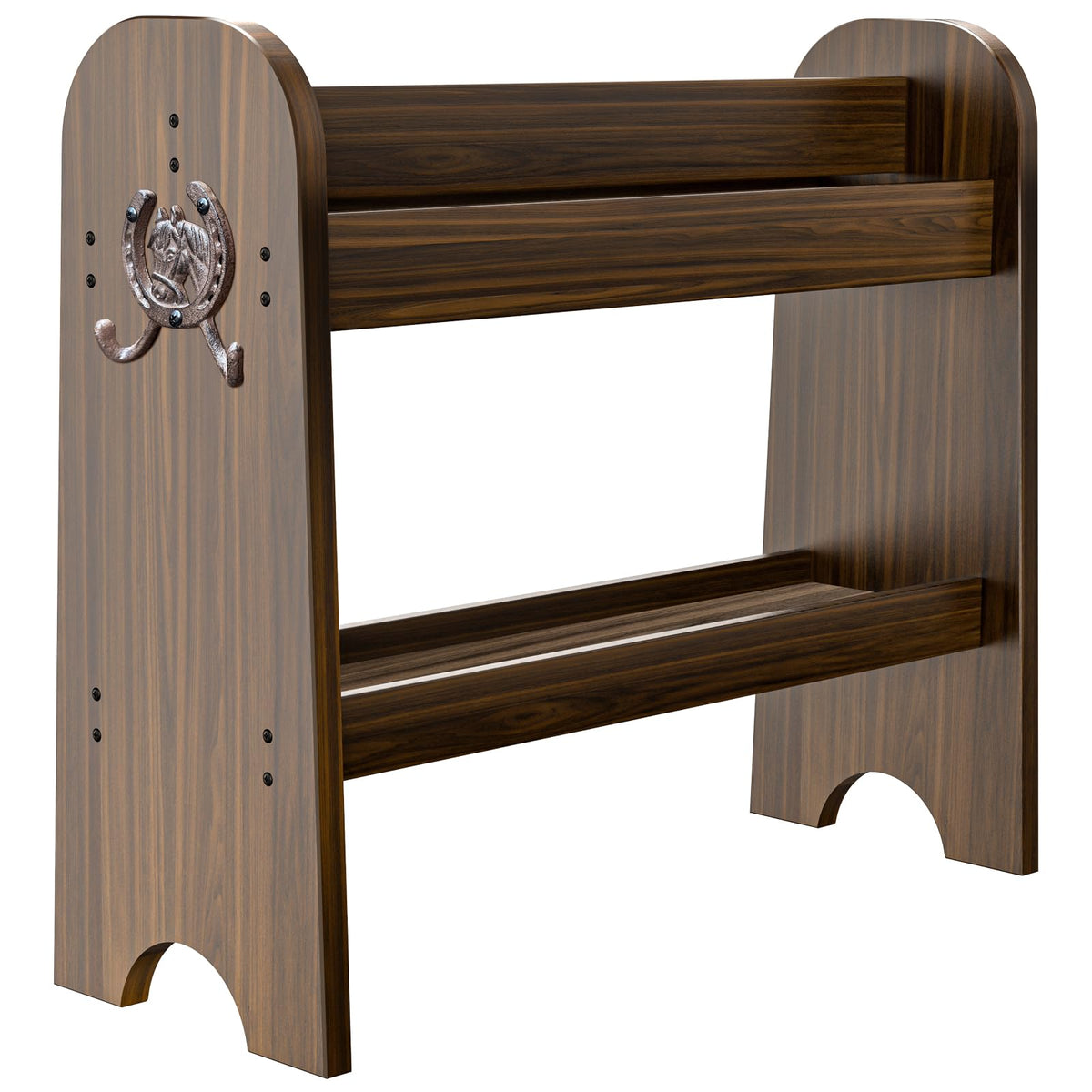 Novona Paulownia Wood Saddle Rack top view shows natural grain and ready-to-display design