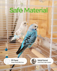 Novoto Clear View Bird Cage interaction view with unobstructed observation of a bird.