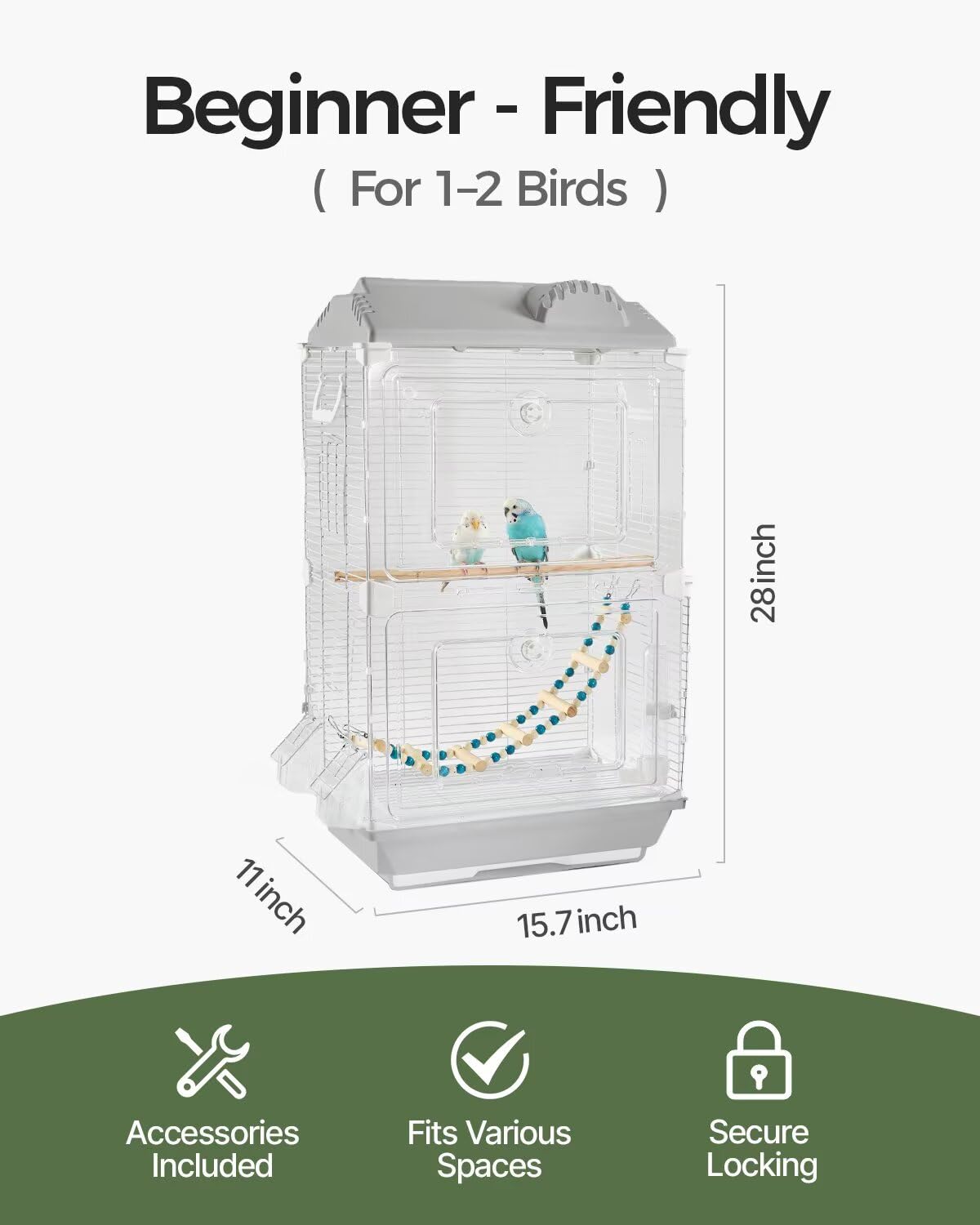 Novoto Clear View Bird Cage travel-ready design suitable for indoor use and transport.