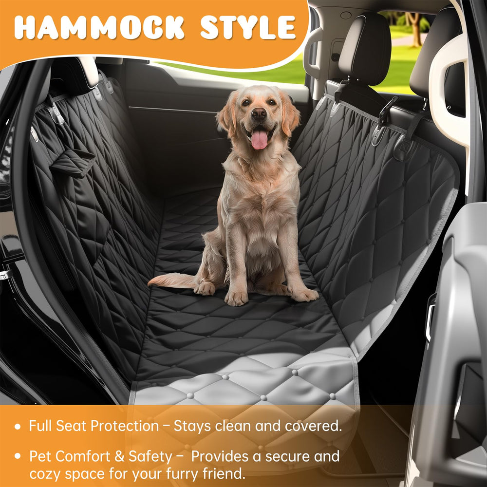 Novotopia dog seat cover waterproof fabric close-up shows durable spill resistance.