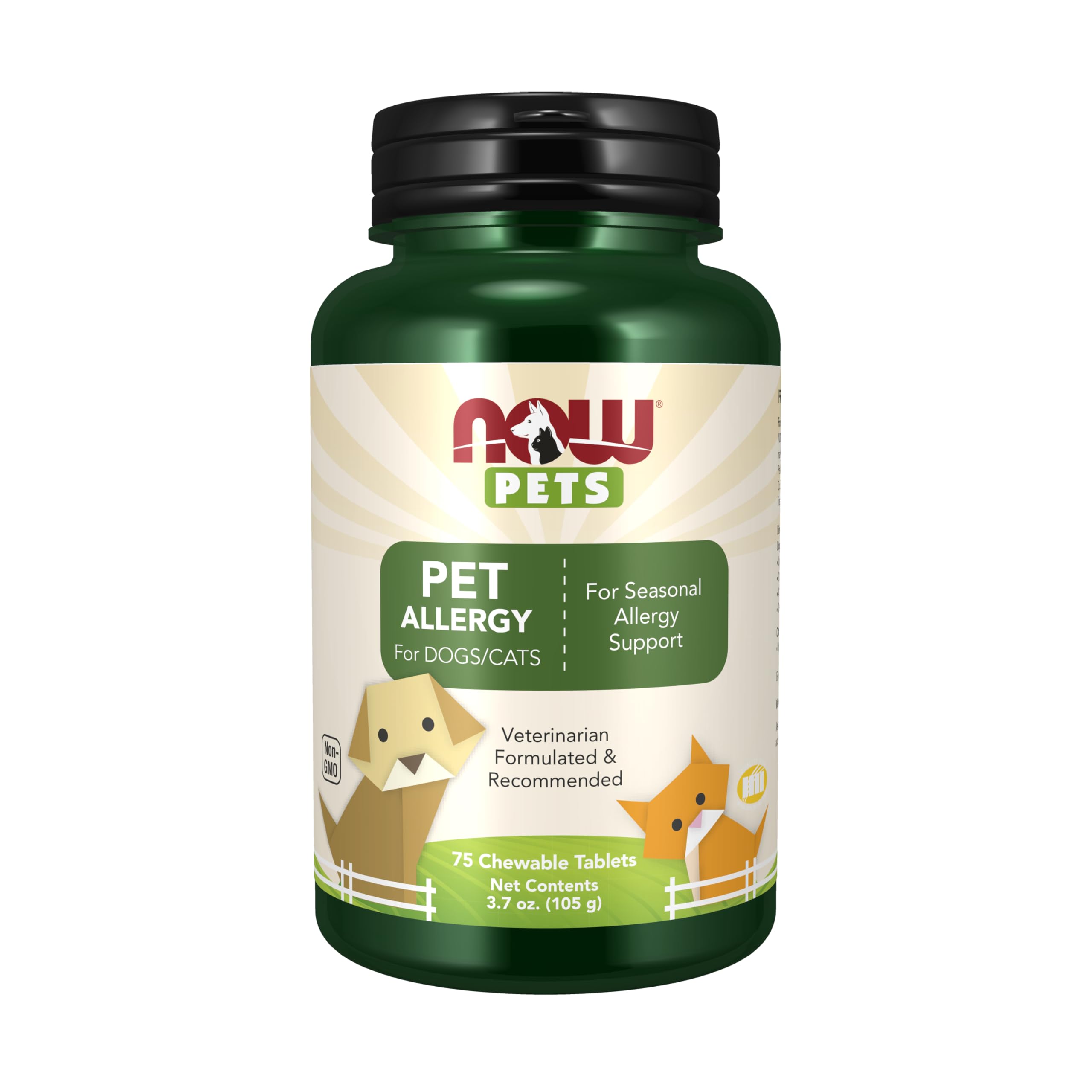 NOW Pets Pet Allergy packaging with NASC badge for trusted pet health support