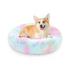 NOYAL Calming Donut Bed close-up fur for plush warmth and secure curling.