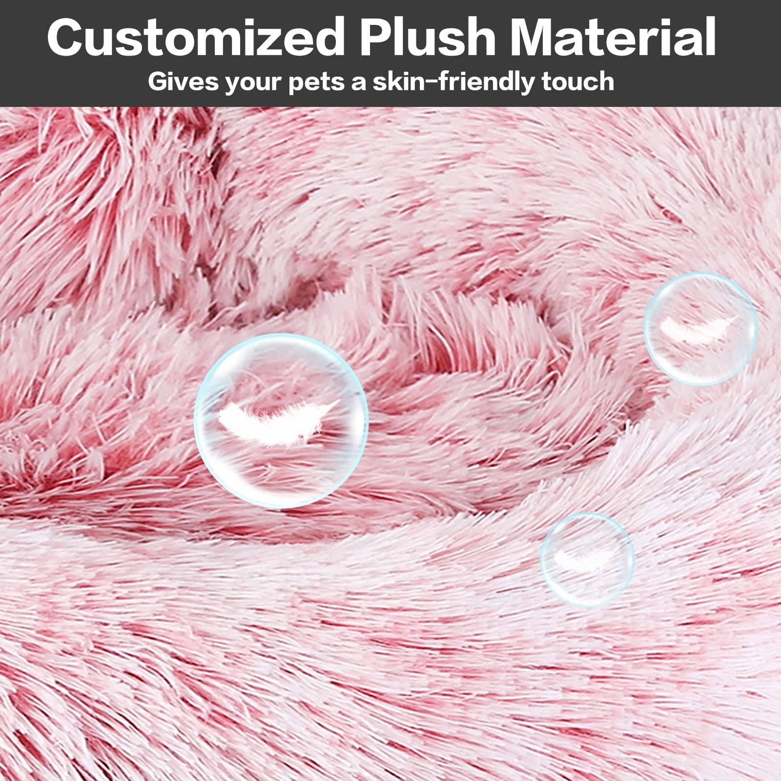 NOYAL Calming Donut Bed faux fur texture conveys luxurious warmth and snuggle-worthy softness