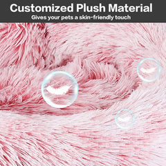 NOYAL Calming Donut Bed faux fur texture conveys luxurious warmth and snuggle-worthy softness
